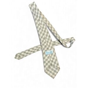 Vintage Key West Ties Men's Plaid Necktie Green Cream Classic Neckwear Accessory